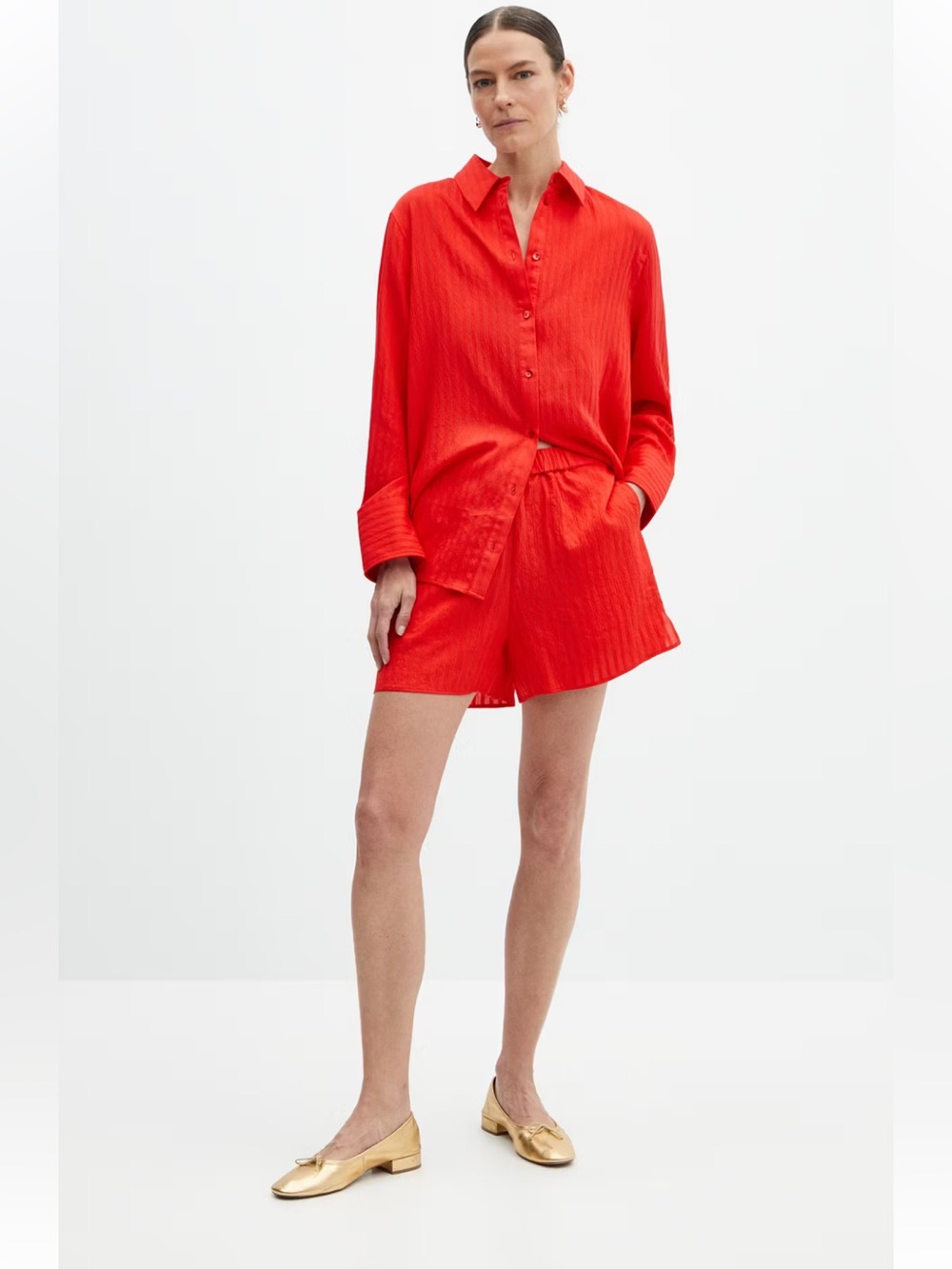 Mango Women's Red Relaxed STRIPE-PATTERNED Set